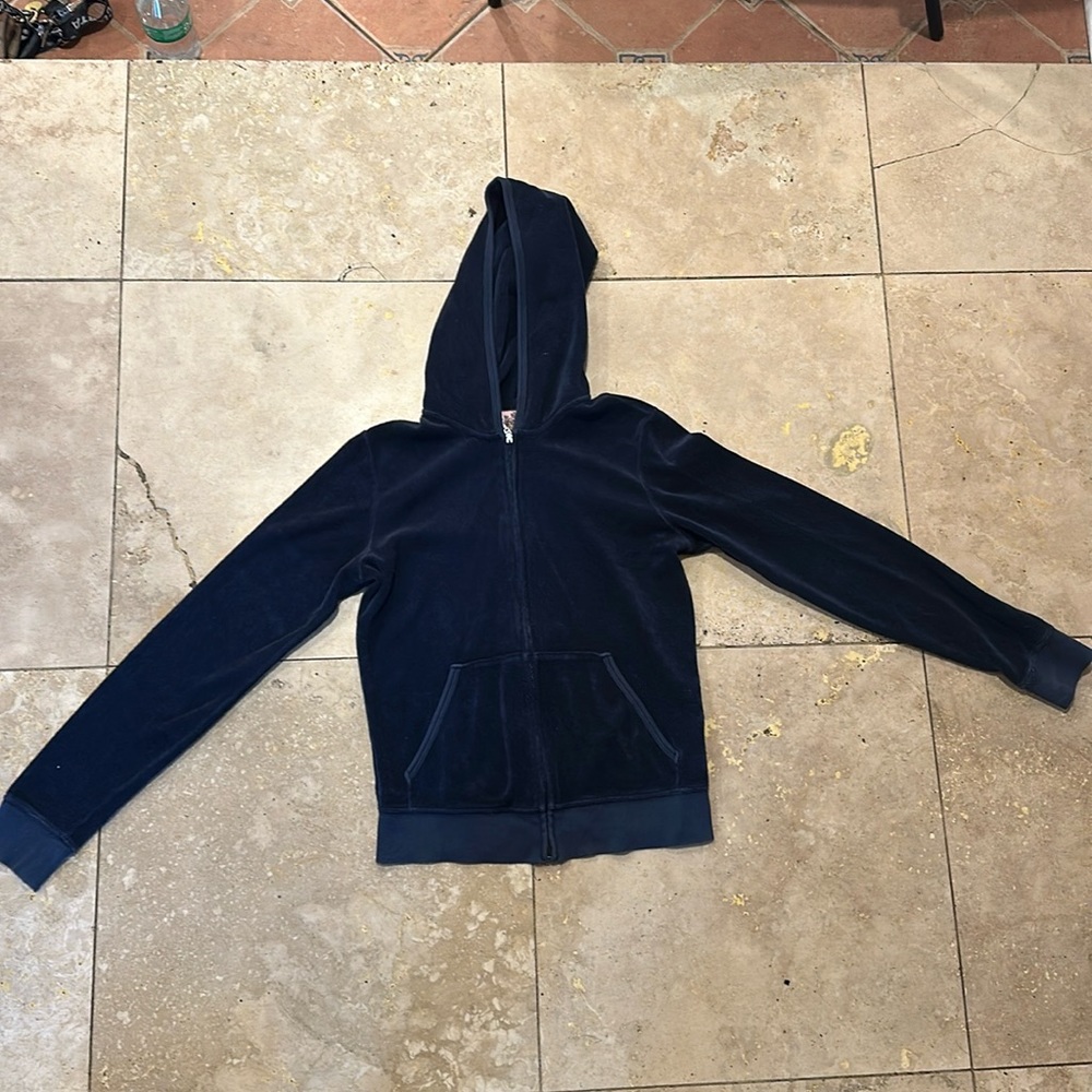 Juicy Couture Terry Cloth Medium Navy Blue Zip up